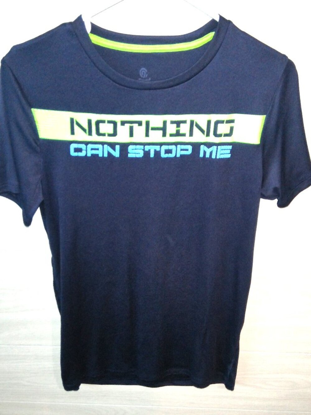 Champion T-Shirt Boys Size XL Dark Navy Blue Nothing Can Stop Me Short Sleeves
